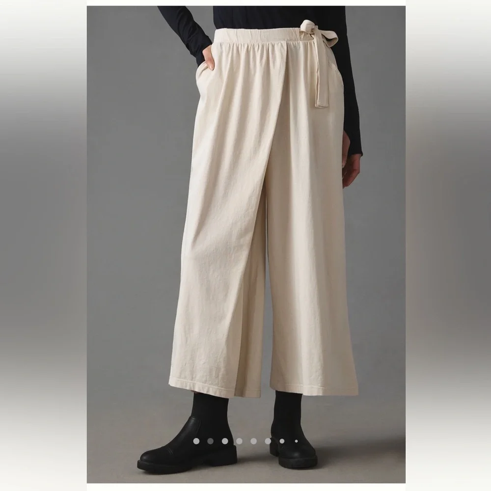 Anthropologie Cream Women's Pants casual pull on cross over